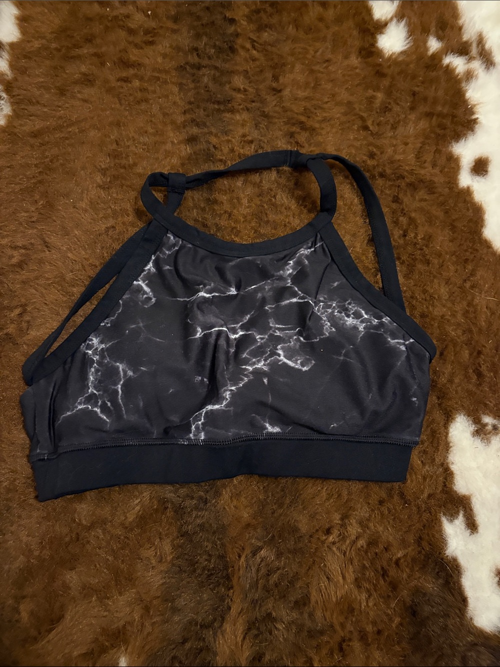 BuffBunny Black Marble High Neck Sports Bra